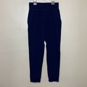 HUE Pants Blue Sweatshirt Denim High Rise Joggers Dark Rinse Wash Small